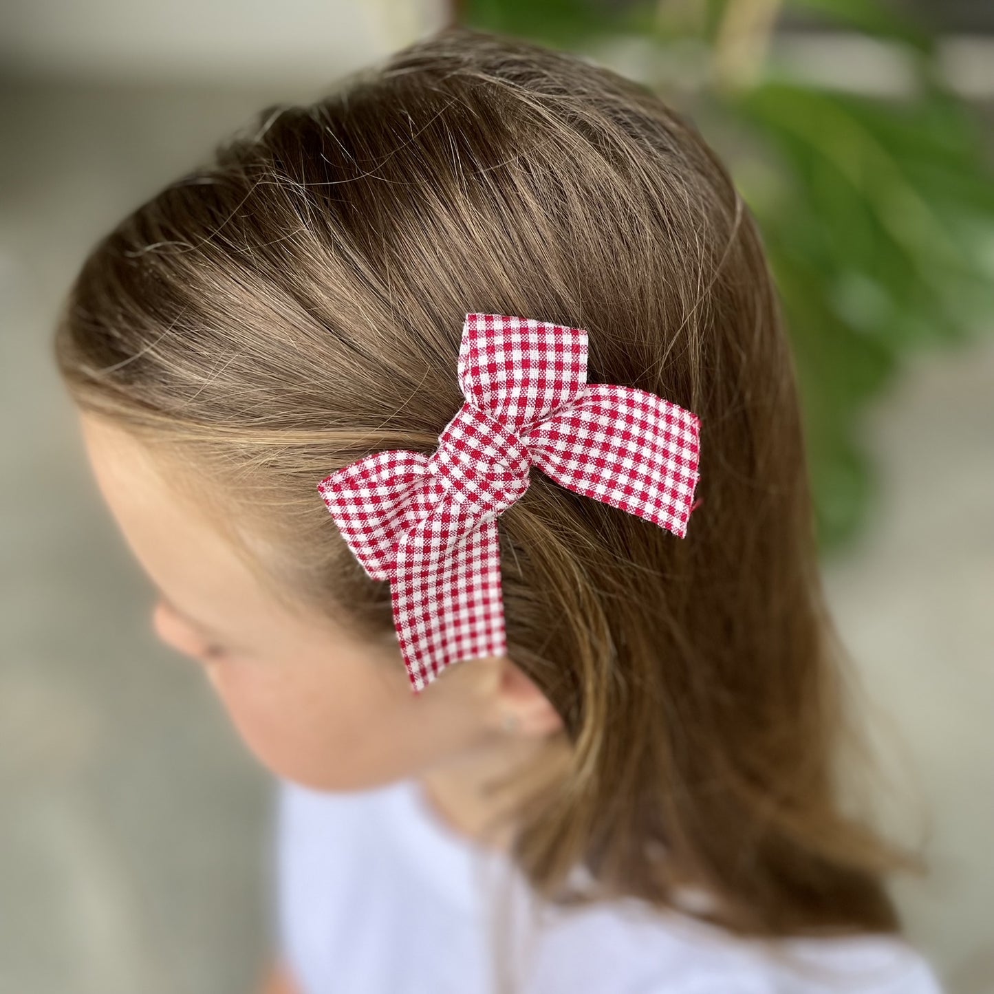 Girls Hair Clips- Red & White Check - iszi ONLINE