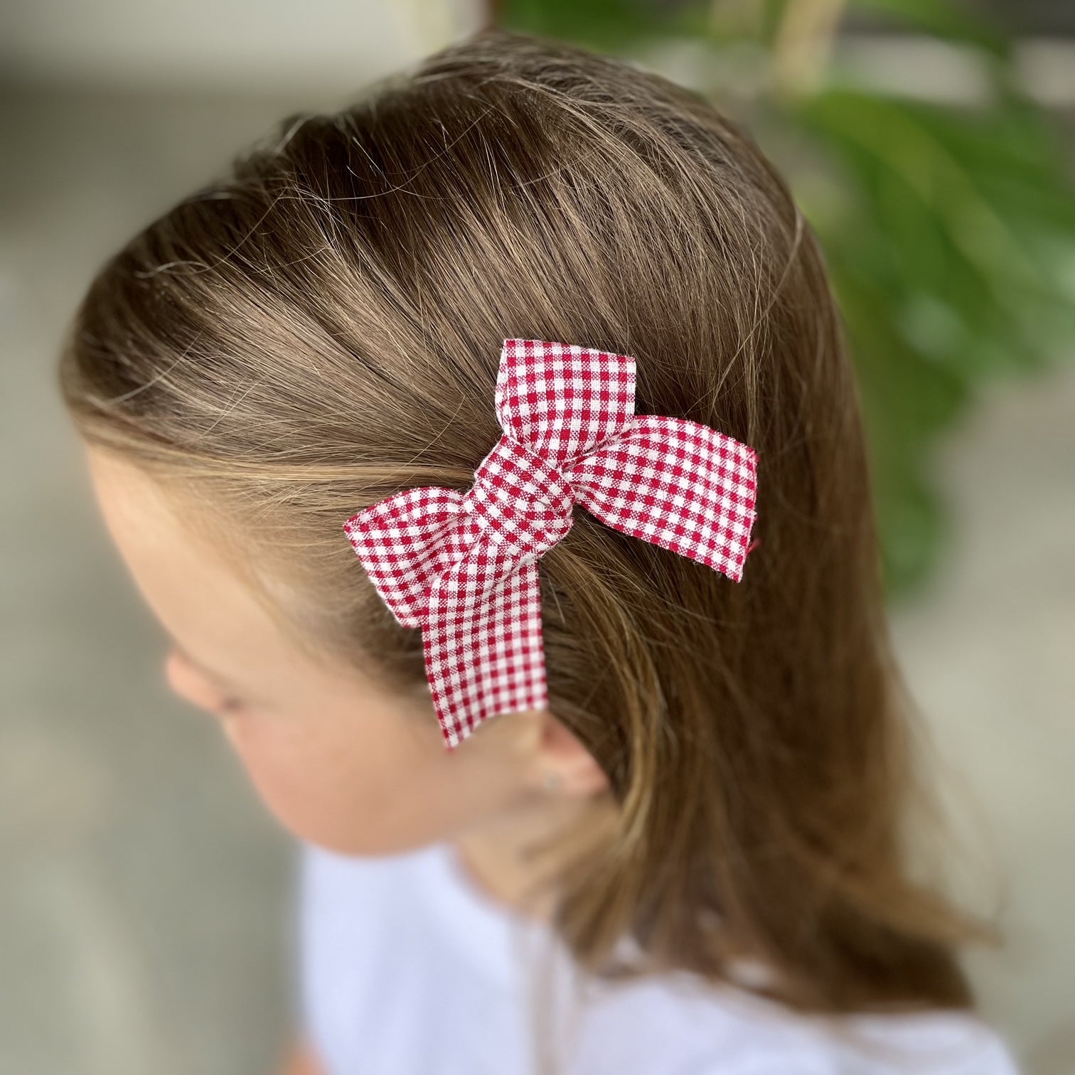 Girls Hair Clips- Red & White Check - iszi ONLINE