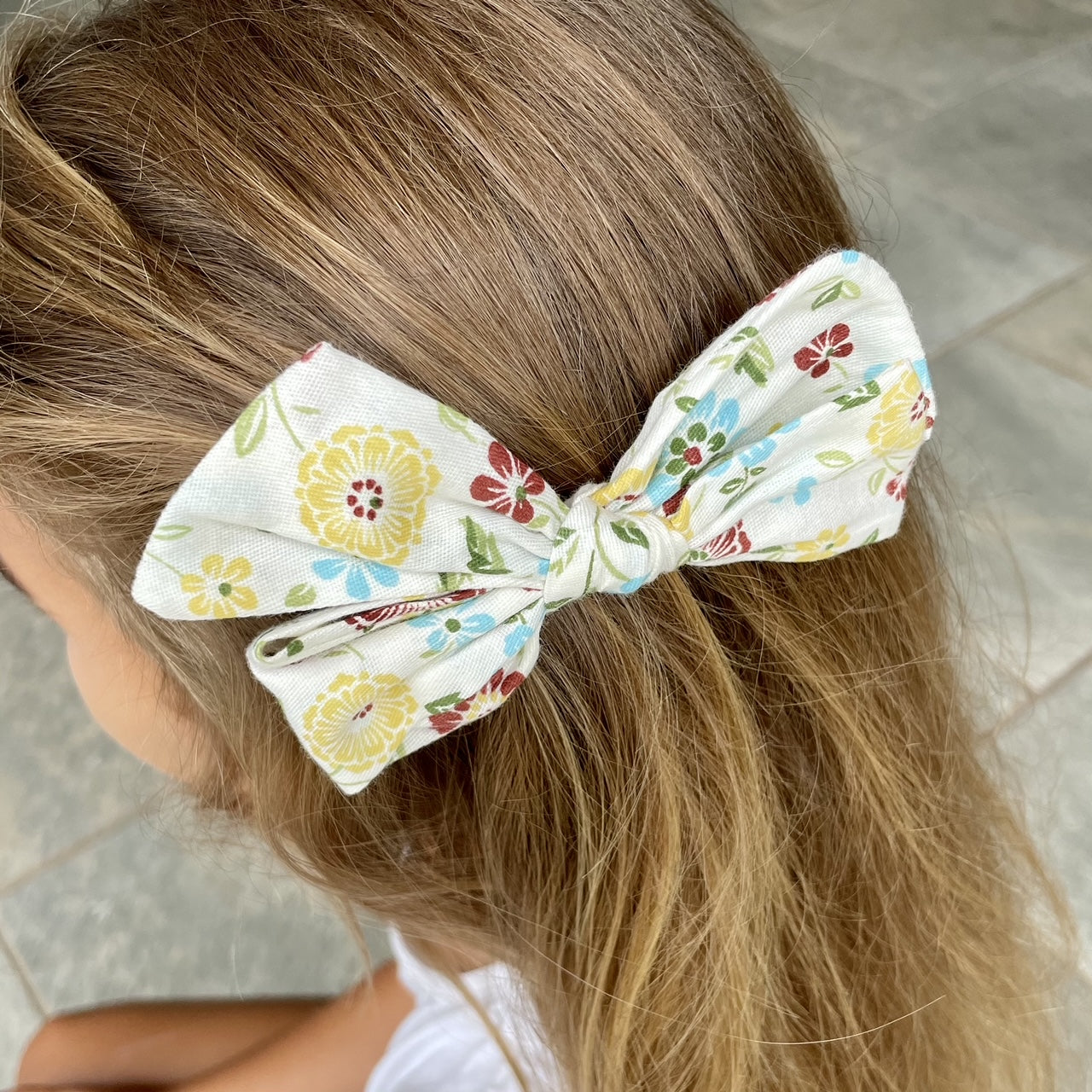 Large Girls Hair Clips- Yellow and Orange Floral - iszi ONLINE