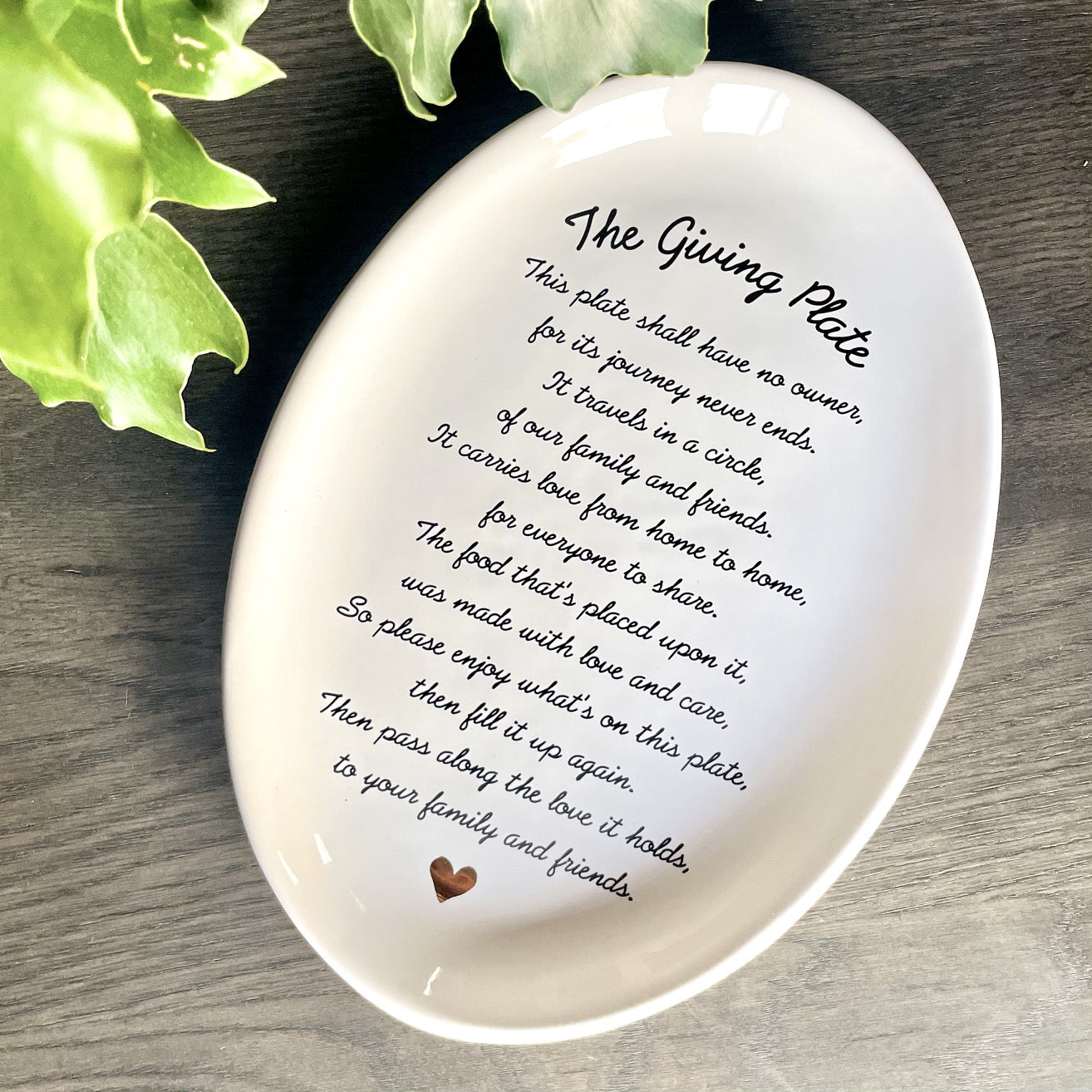 White Gloss Giving Platter with Gold Heart