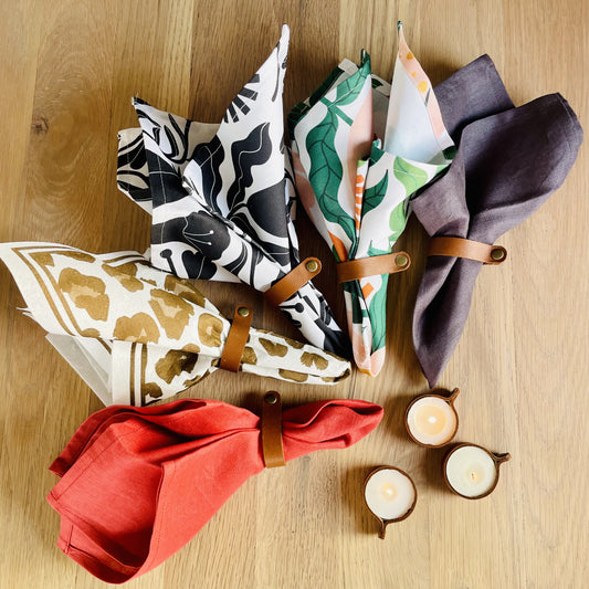 Leather Napkin and Candle Ring (Set of 2) - iszi ONLINE