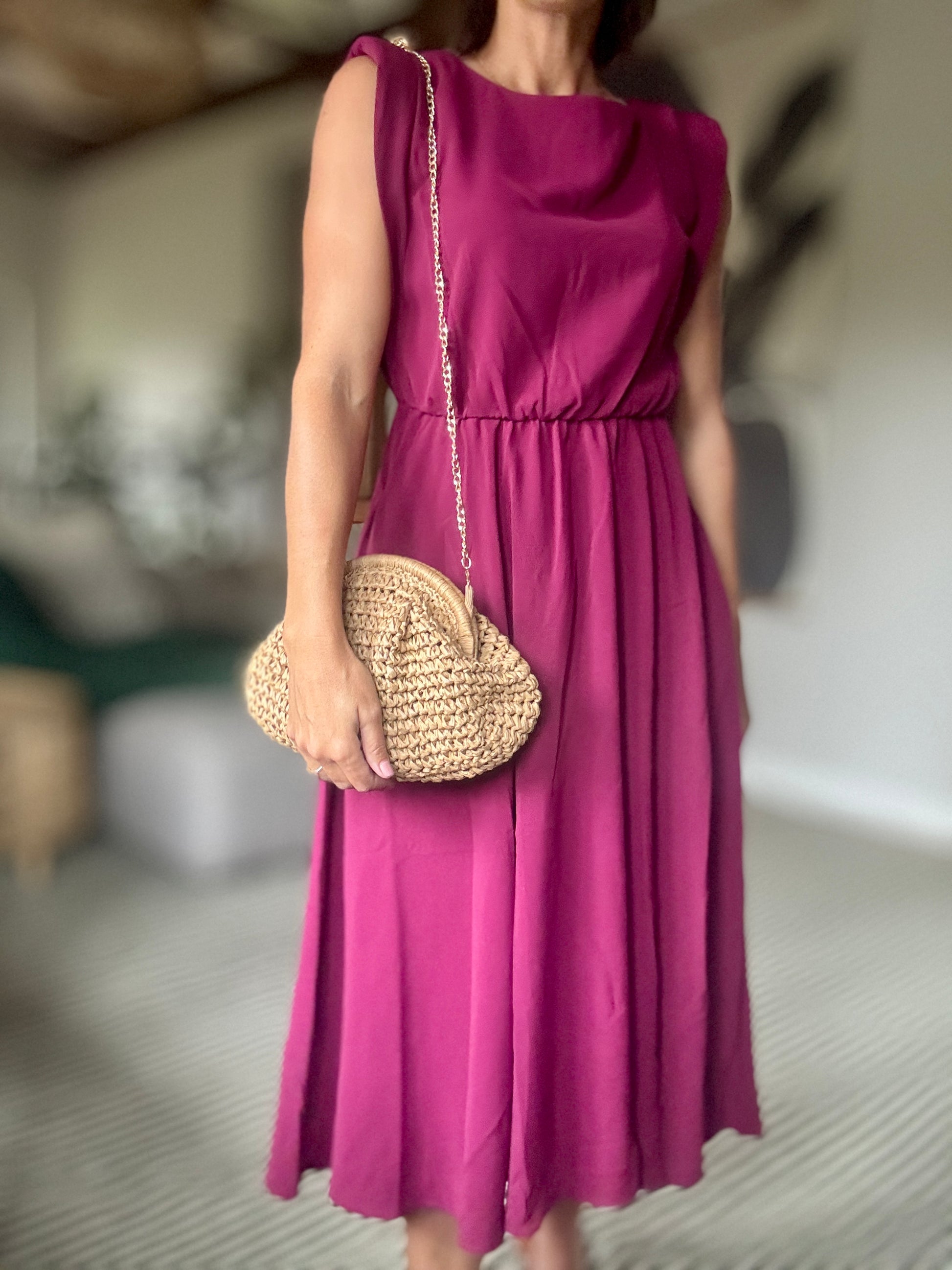 Midi Dress in Maroon