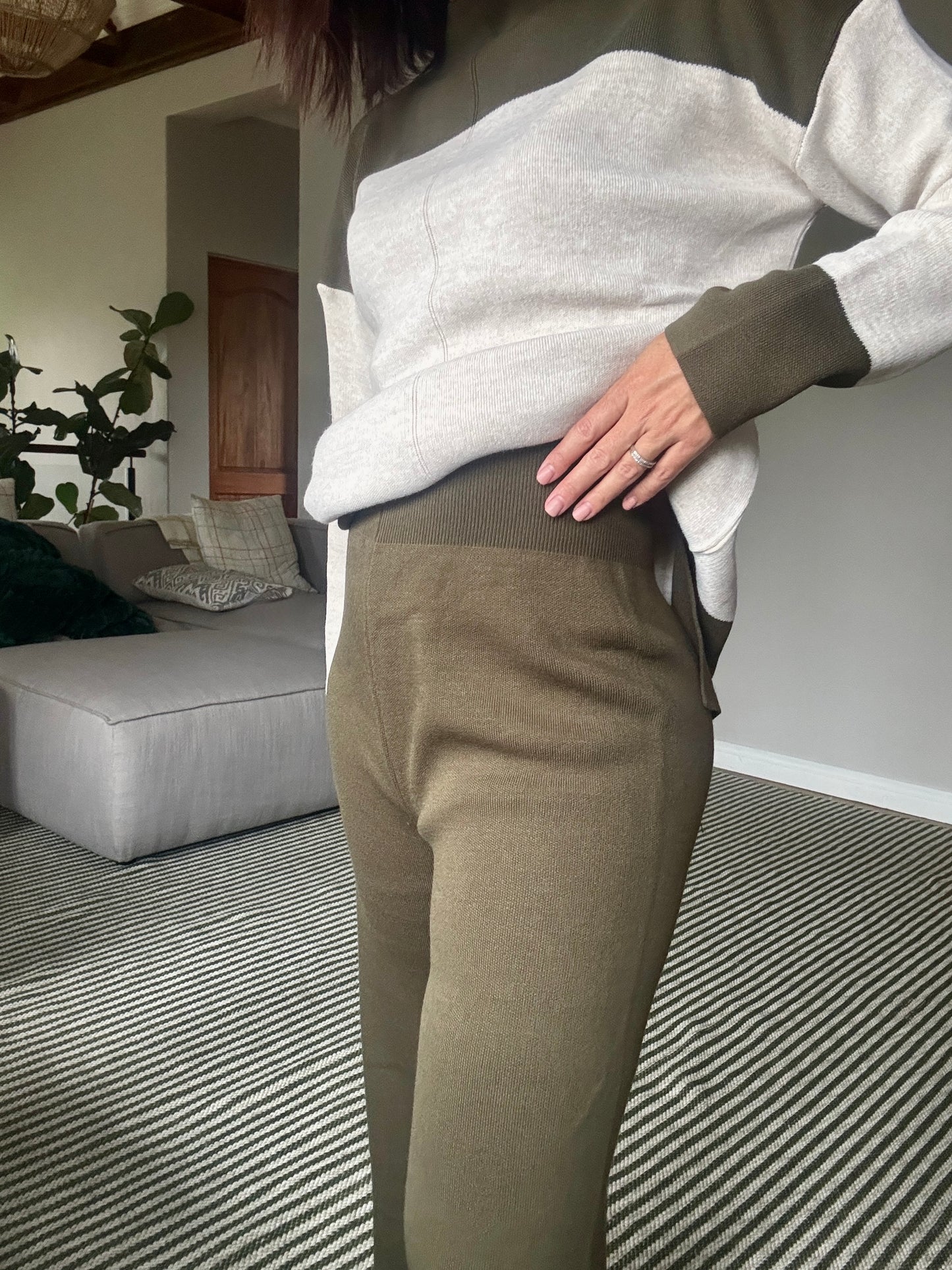 Olive Green Knit Lounge Set
