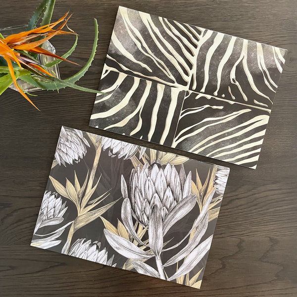 Wildside Zebra and Vintage Protea Paper Placemats