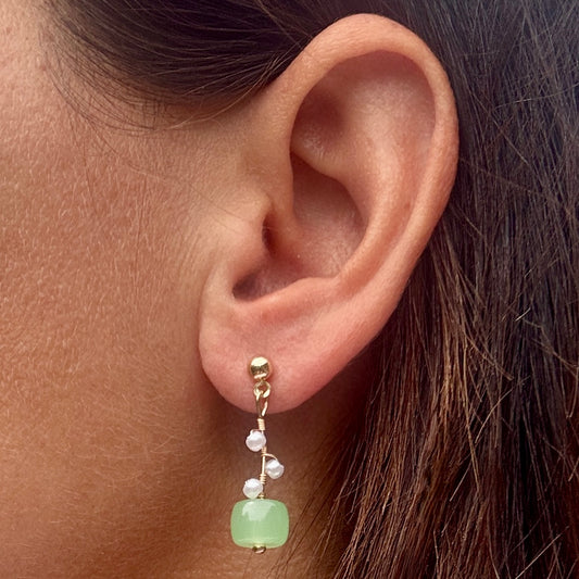 Sage and Pearl Earrings