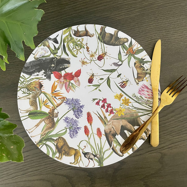 Round Fauna and Flora Paper Placemats