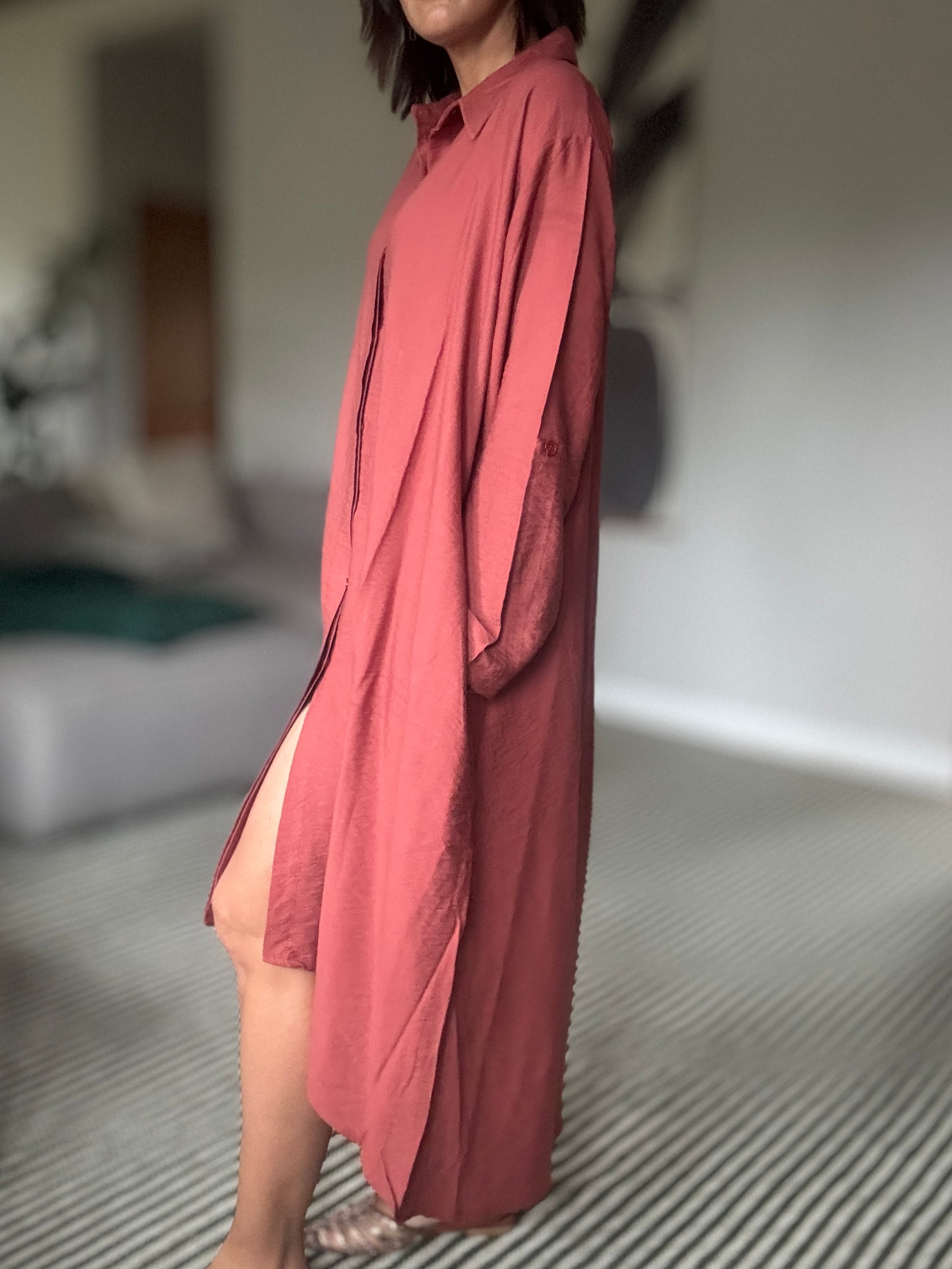 Maxi Shirt Dress in Burnt Sienna
