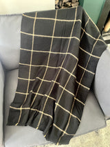 Black Plaid Winter Scarf opened