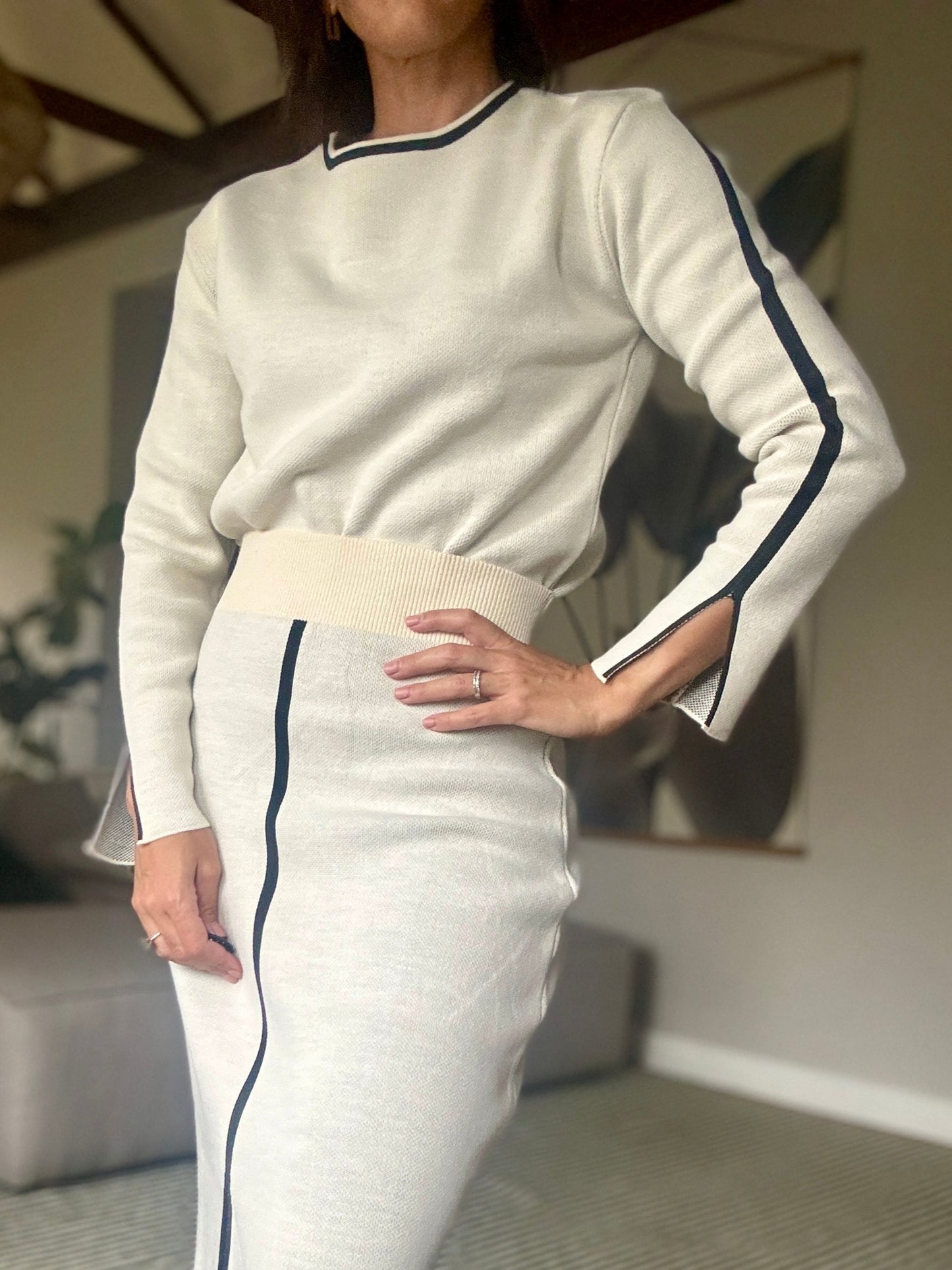 Light-toned knit top