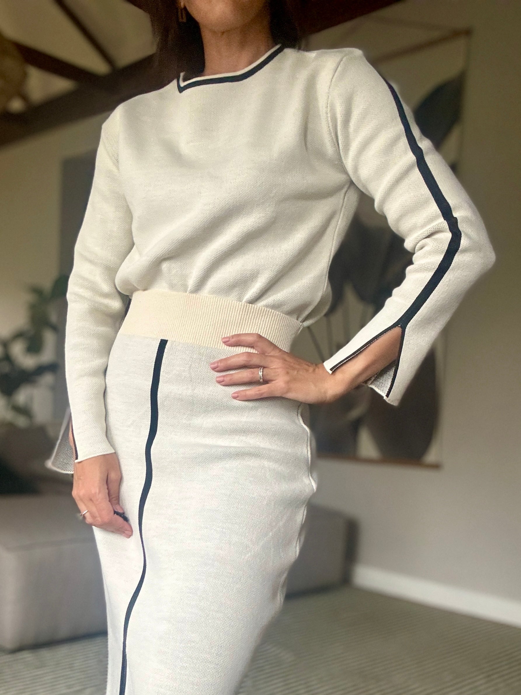 Light-toned knit top