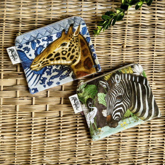 Velvet Giraffe or Zebra Coin Purse