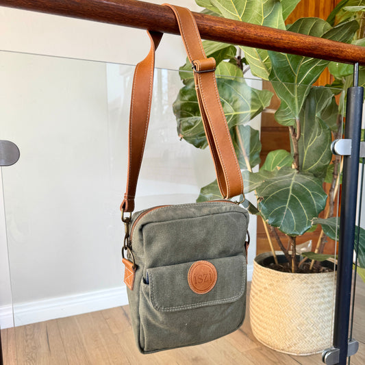 Canvas and Leather Birding Sling Bag