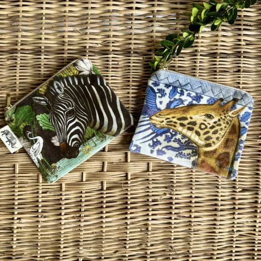 Velvet Giraffe or Zebra Coin Purse