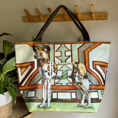 African Animal Maxi Beach Bags Wild dog