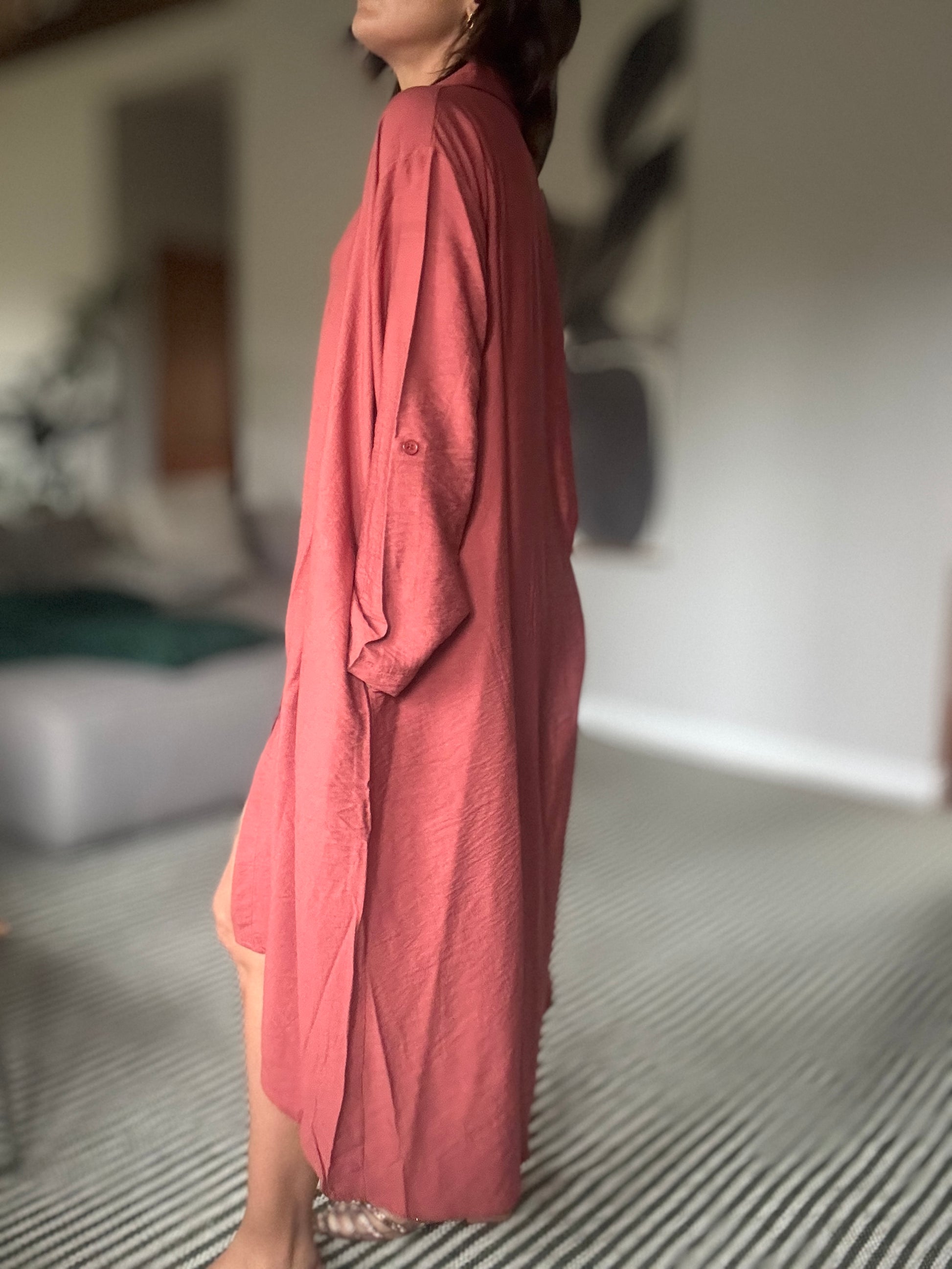 Maxi Shirt Dress in Burnt Sienna