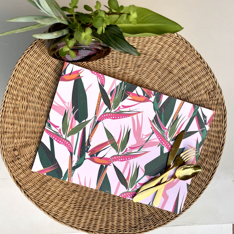 Birds of Paradise Pink Paper Placemats