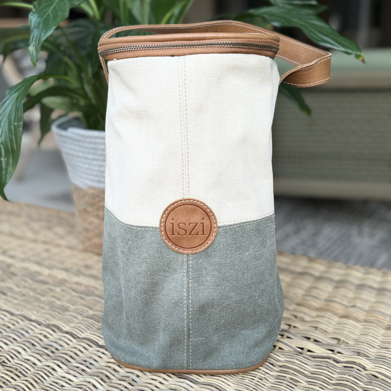 Canvas Leather Wine Cooler - 4 Bottles