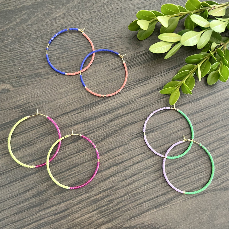 Beaded Hoop Earrings - 3 options