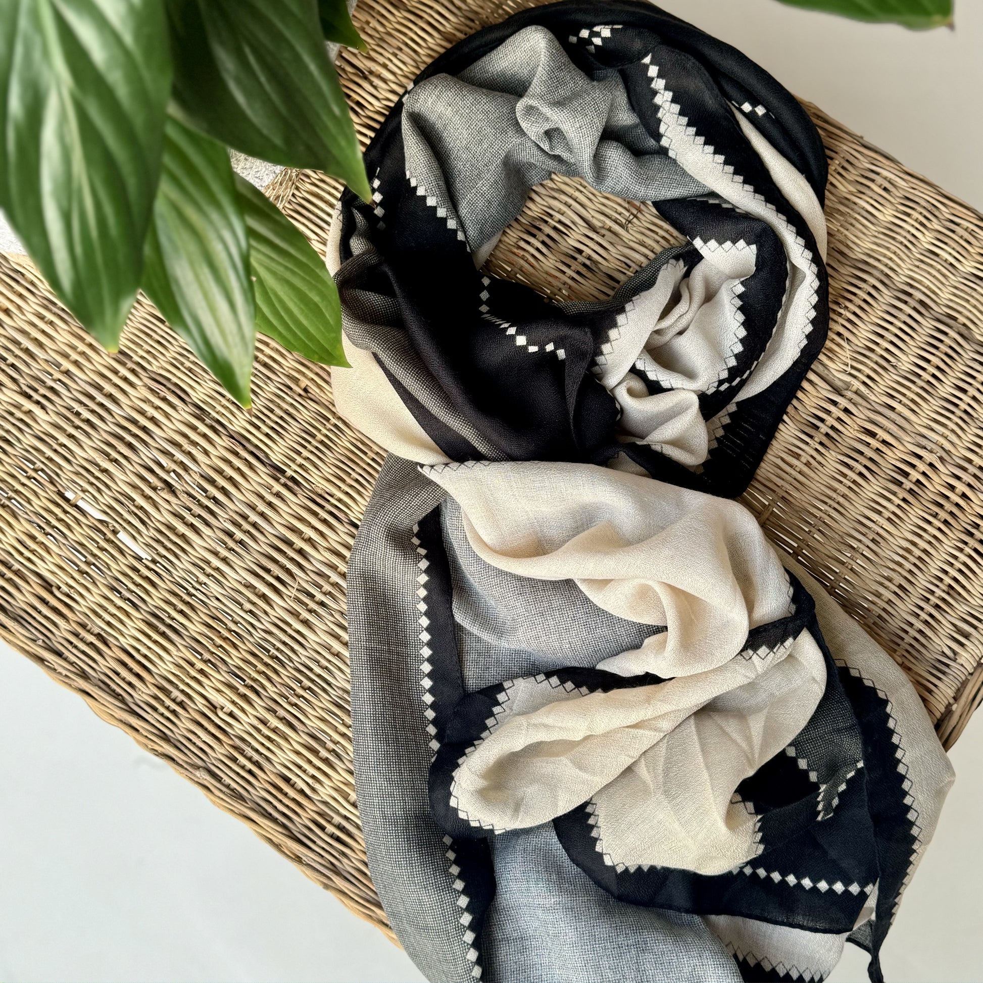 Beige, Grey and Black Modern Scarf - iszi ONLINE