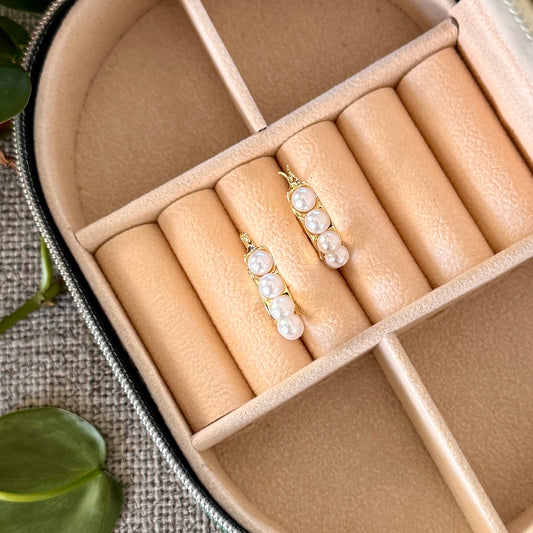 Seven Pearl Hoop Earrings