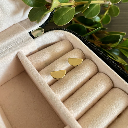 Solid Half Moon Stud Earrings