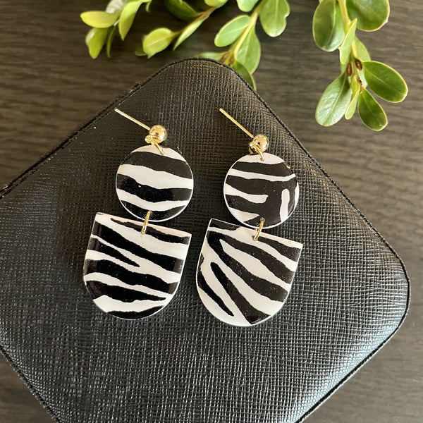 Zebra Dangling Earrings