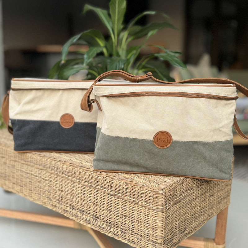 Canvas and Leather Cooler Bag