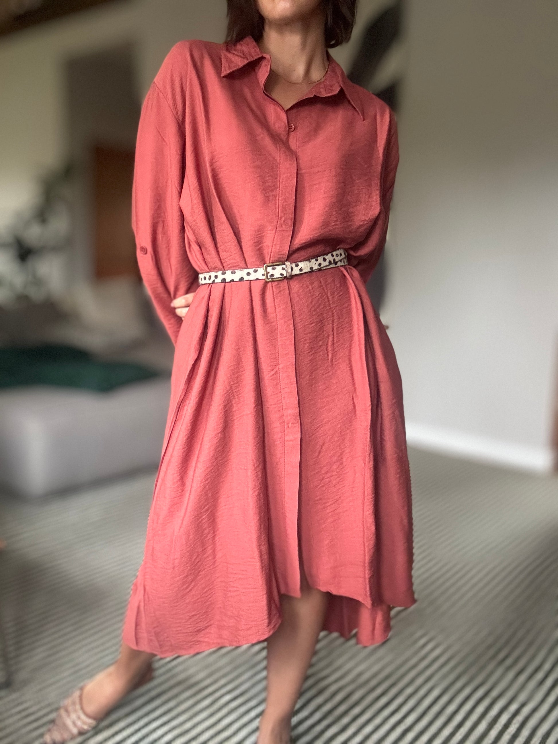 Maxi Shirt Dress in Burnt Sienna