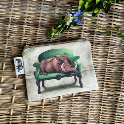 African Animals Coin Purse Warthog