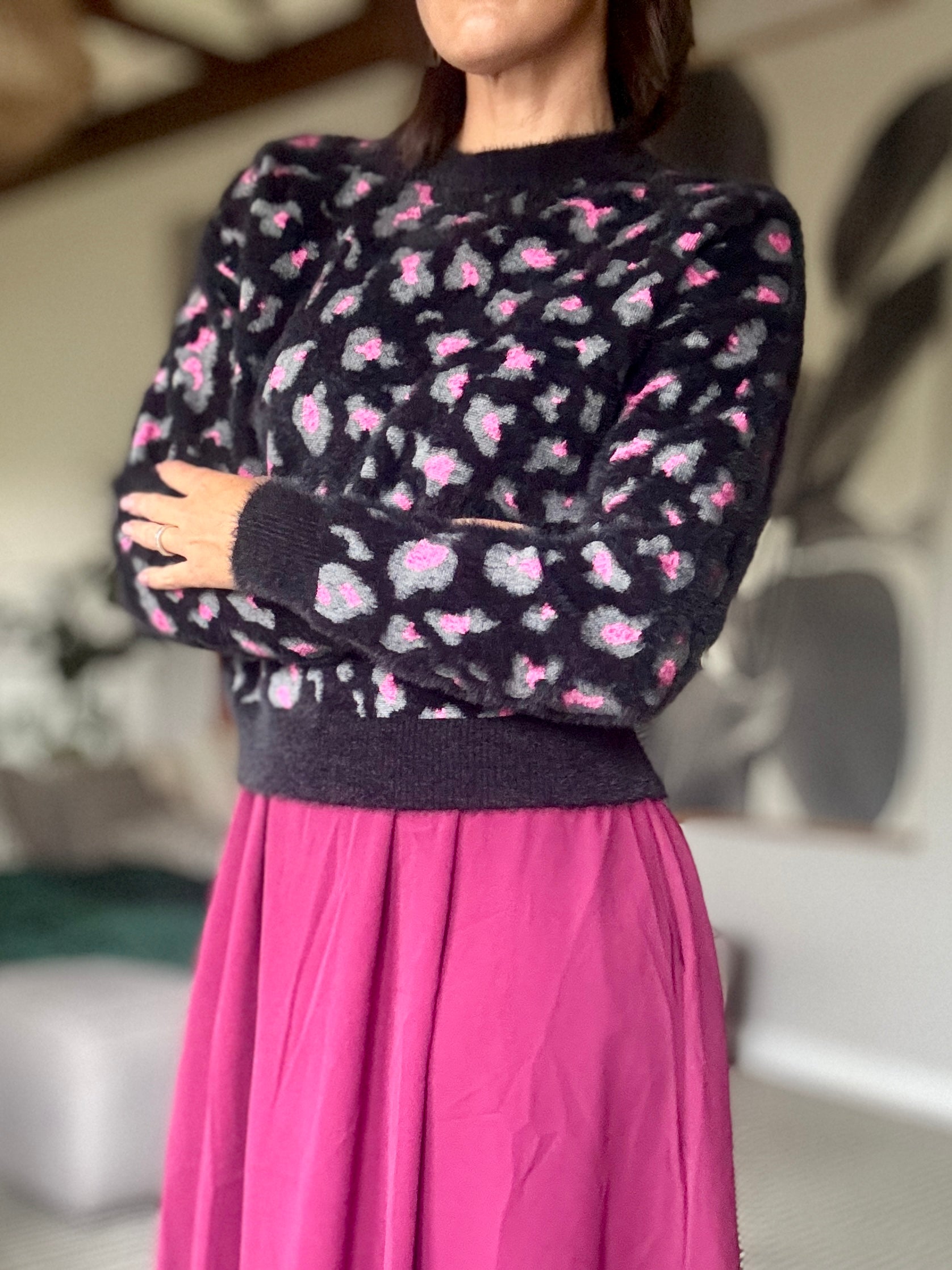 Black and Pink Leopard Jersey