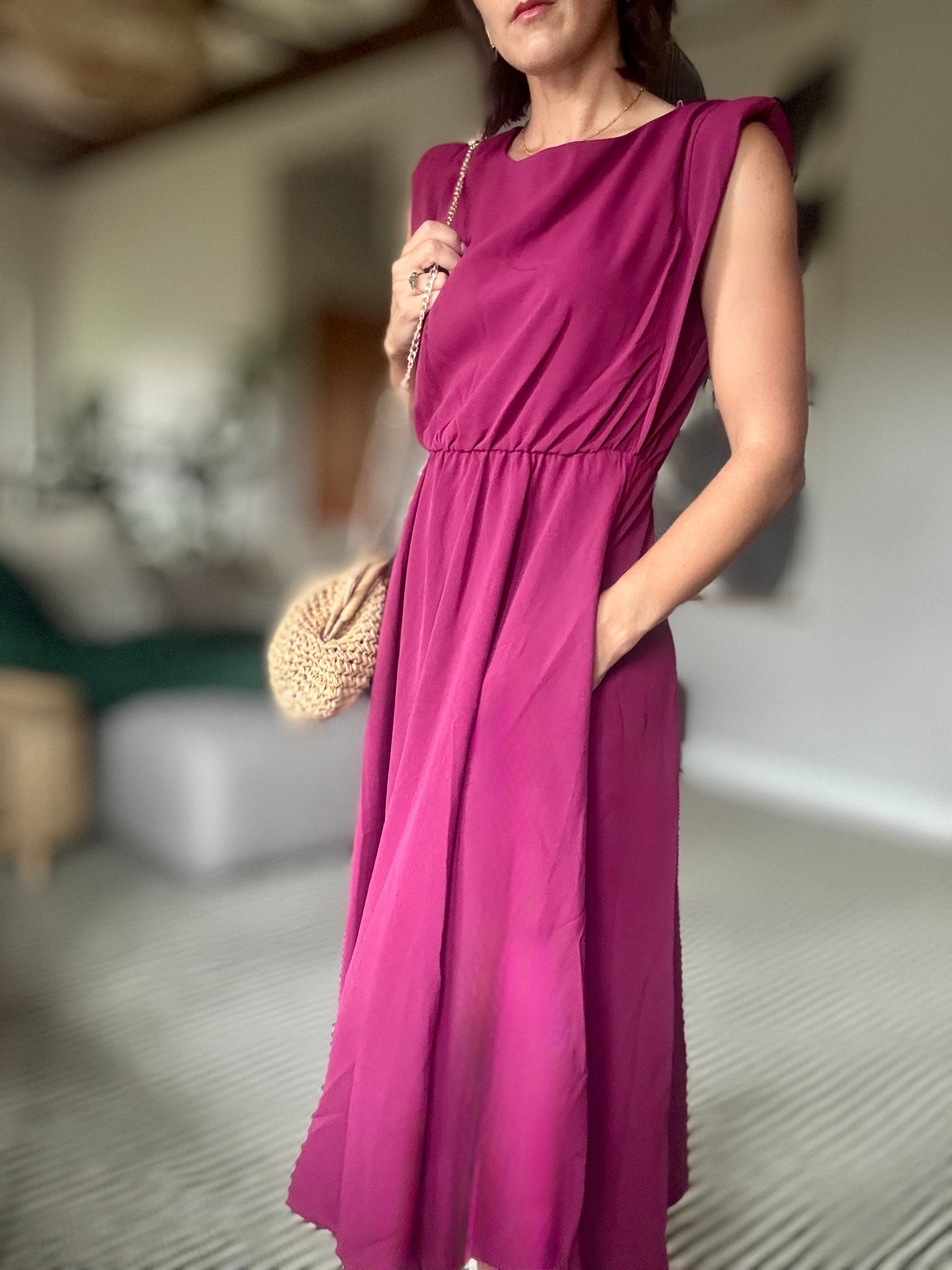 Midi Dress in Maroon