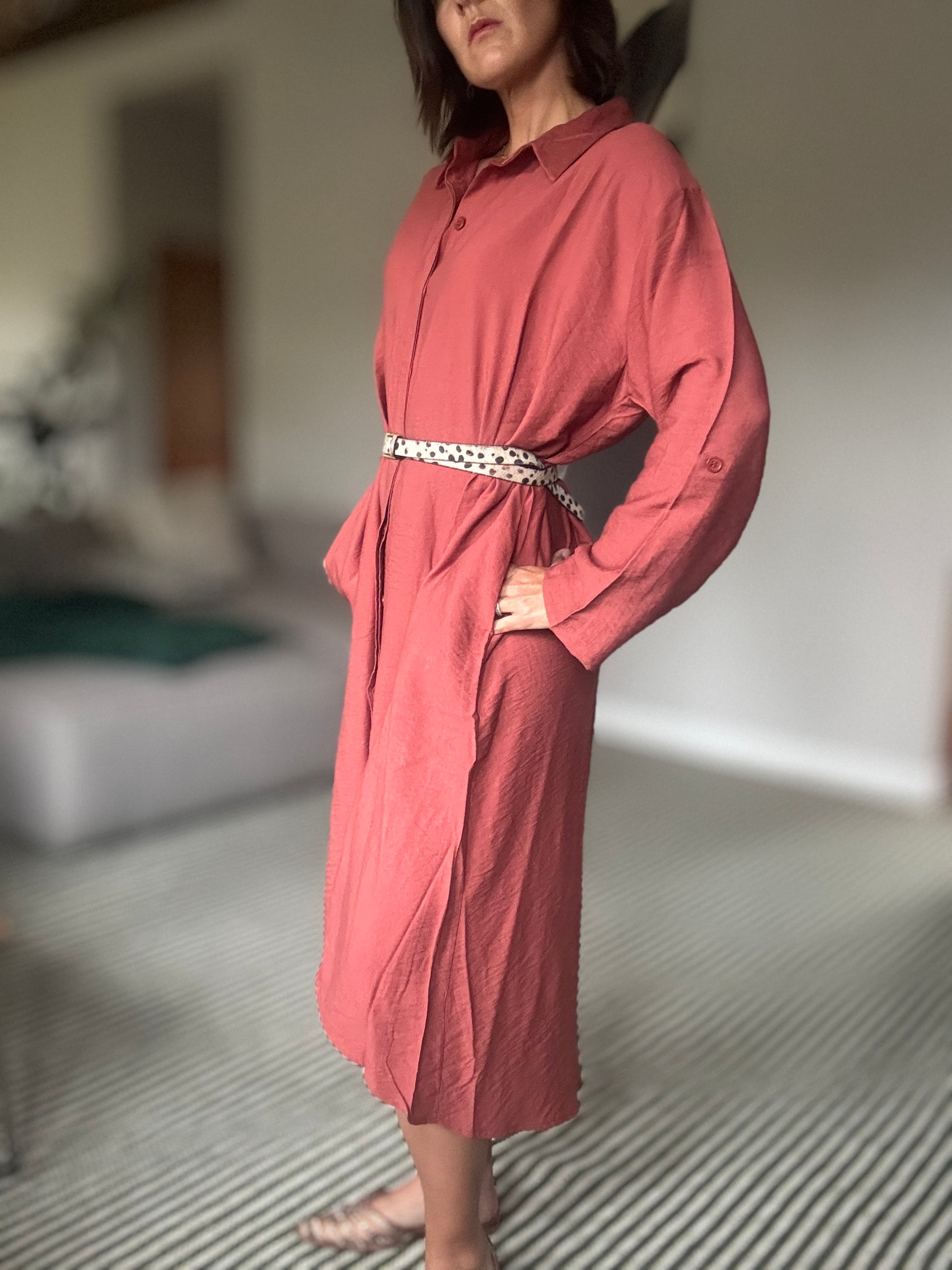 Maxi Shirt Dress in Burnt Sienna