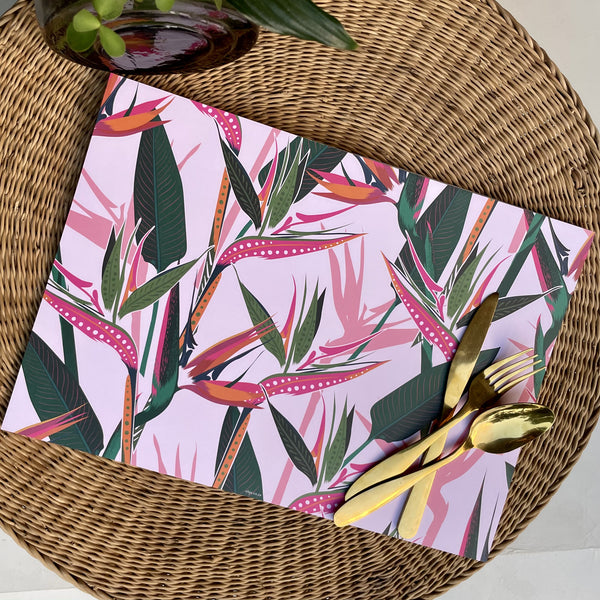 Birds of Paradise Pink Paper Placemats