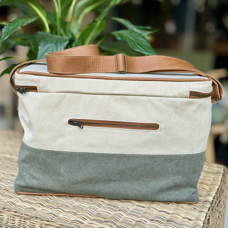 Canvas and Leather Cooler Bag