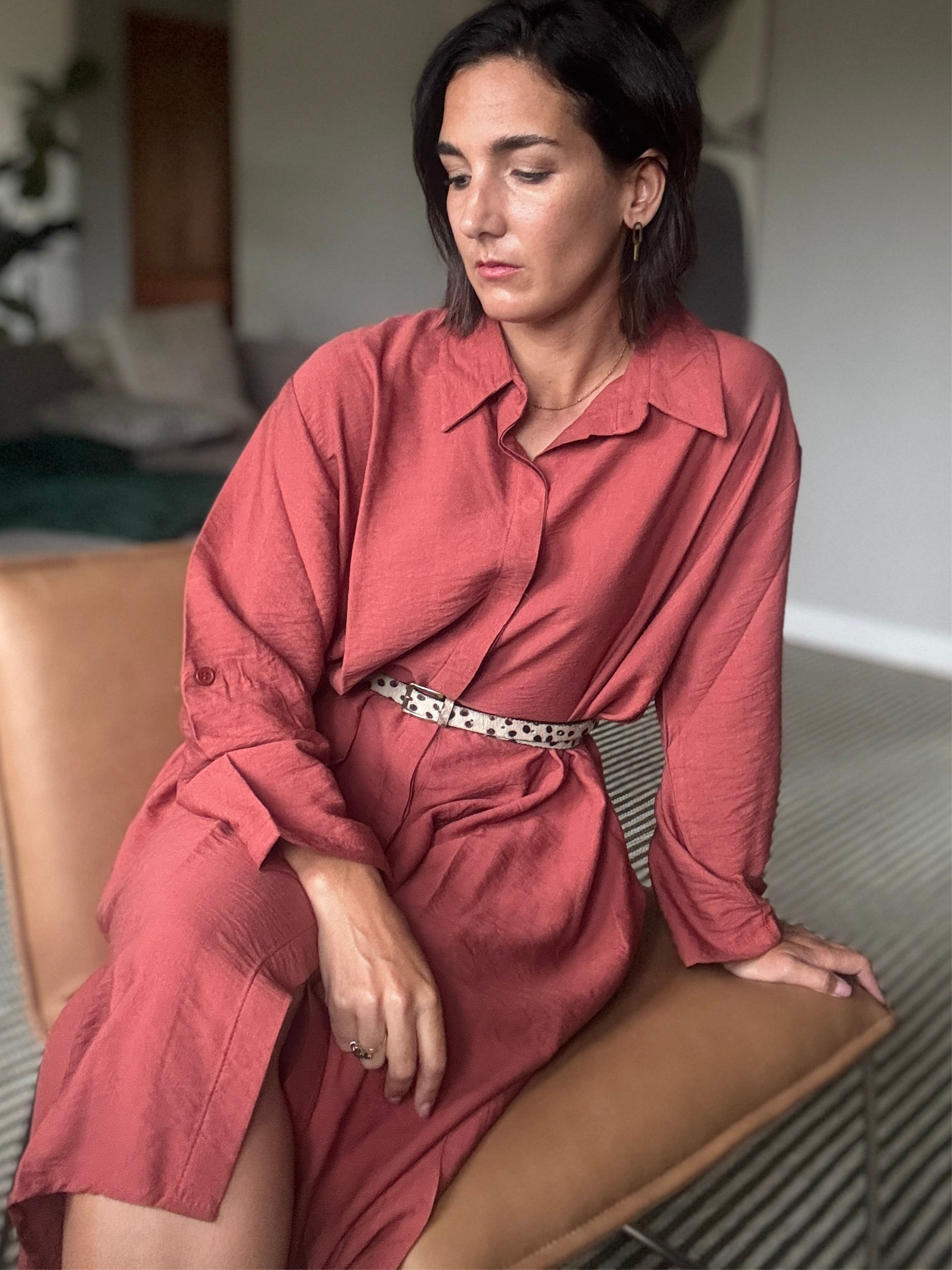 Maxi Shirt Dress in Burnt Sienna