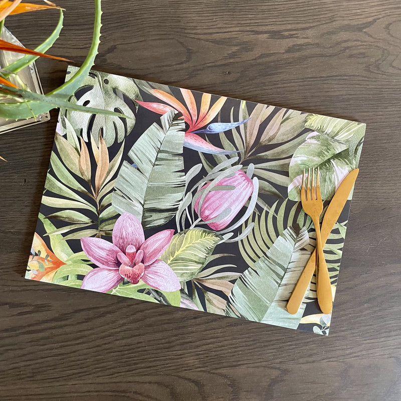 Orchid Tropics Dark Paper Placemats