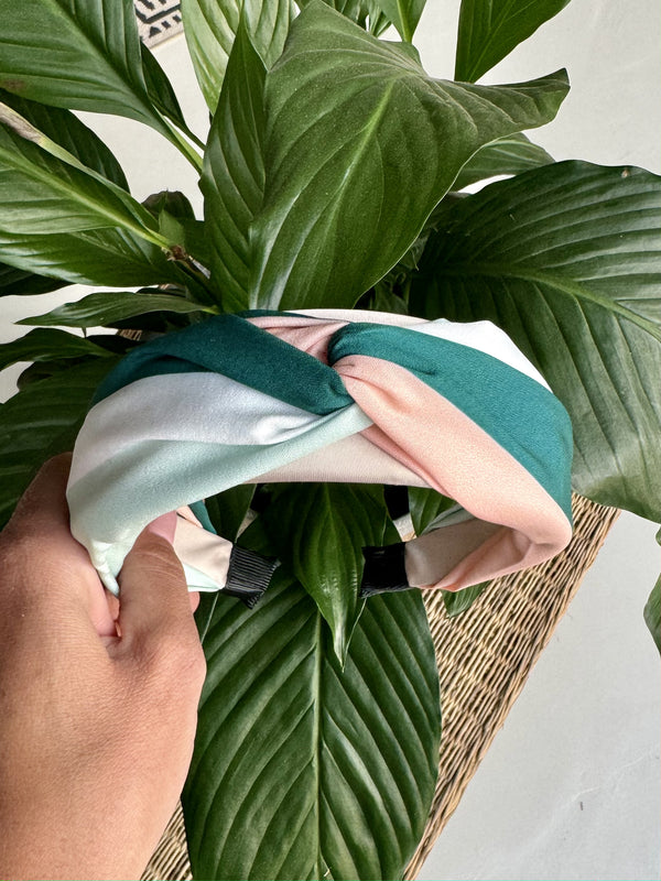 Alice Band - Knot in Greens and Blush