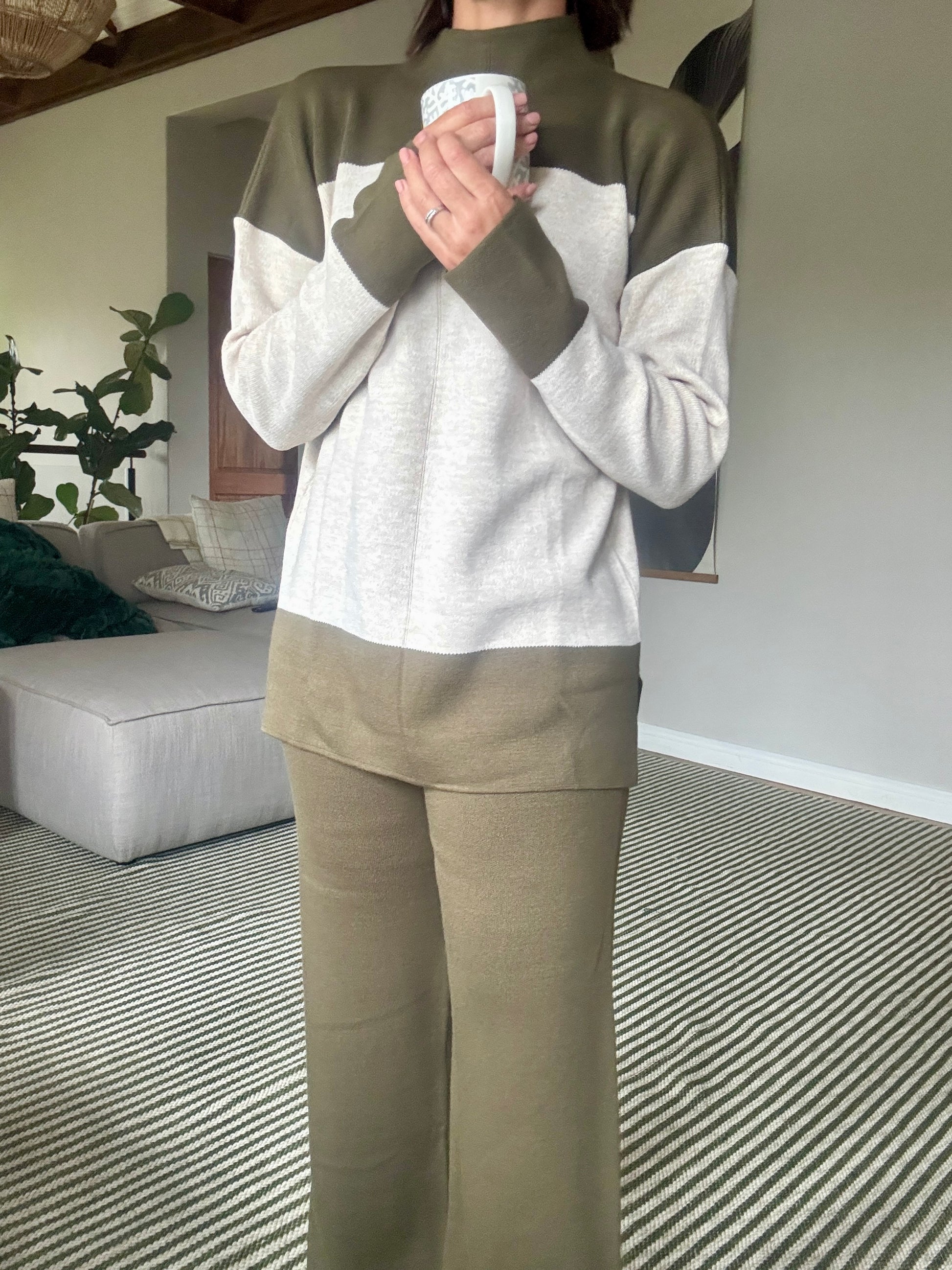 Olive Green Knit Lounge Set