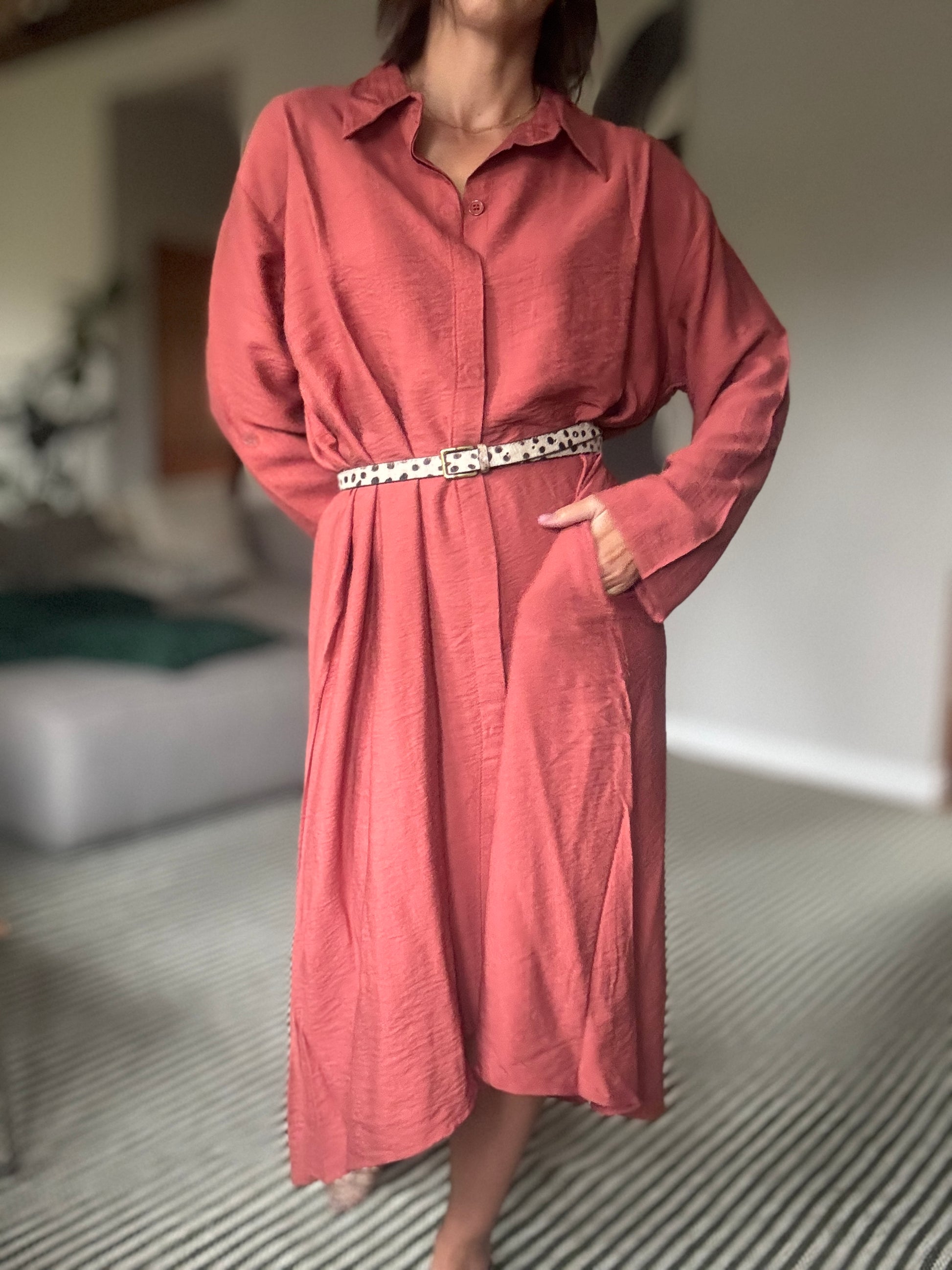 Maxi Shirt Dress in Burnt Sienna