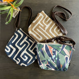 Fabric and Leather Sling Handbags