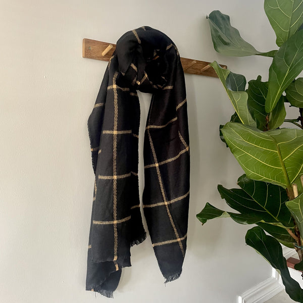 Black and deals gold plaid scarf