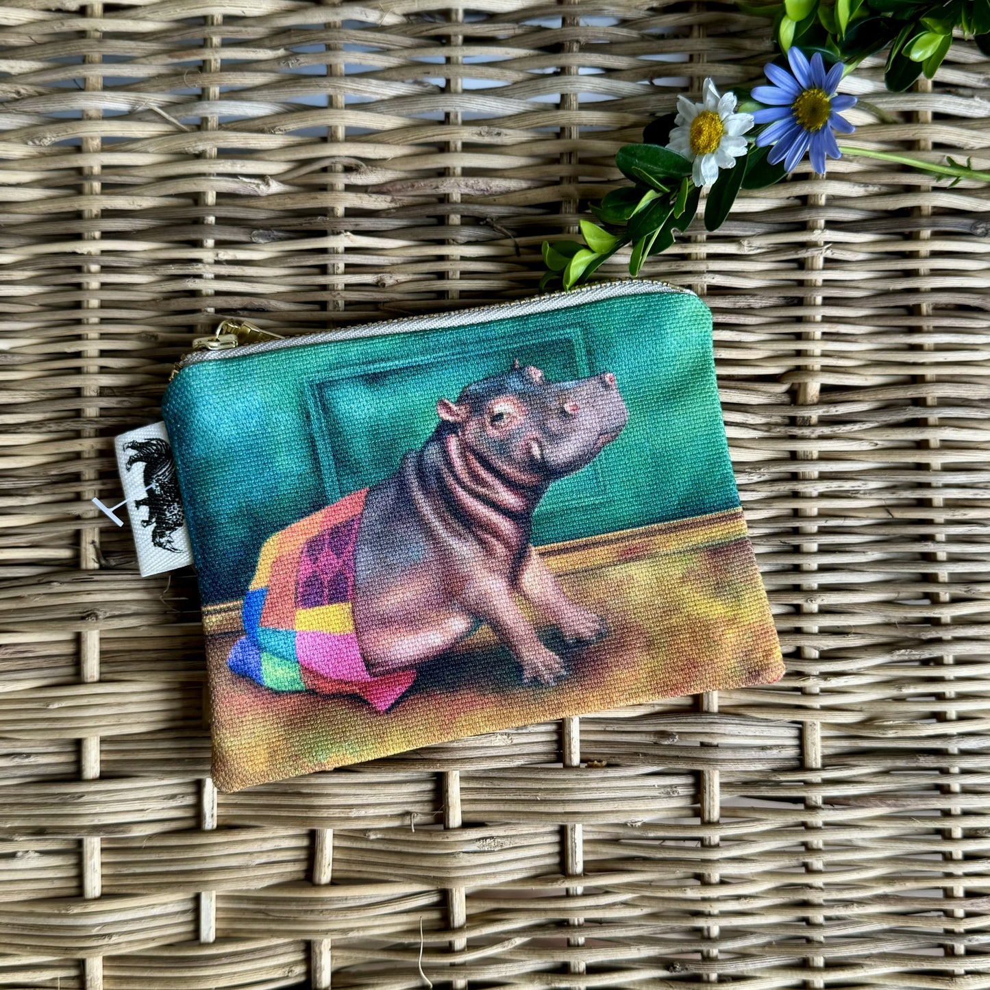 African Animals Coin Purse Hippo