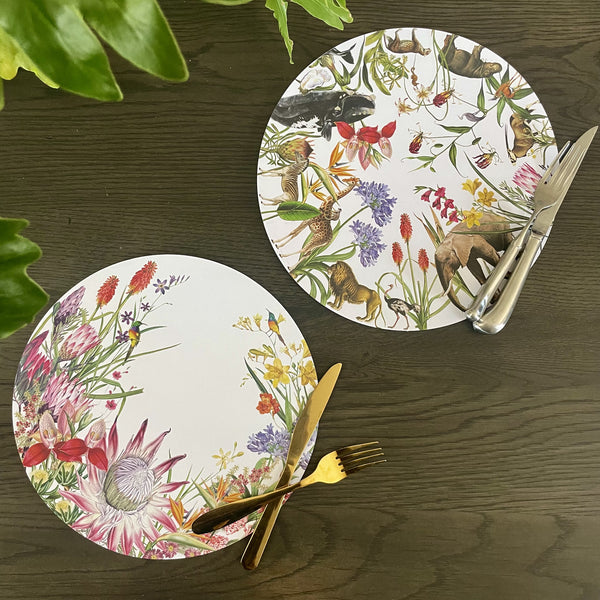 Round Fauna and Flora ns Fynbos Paper Placemats