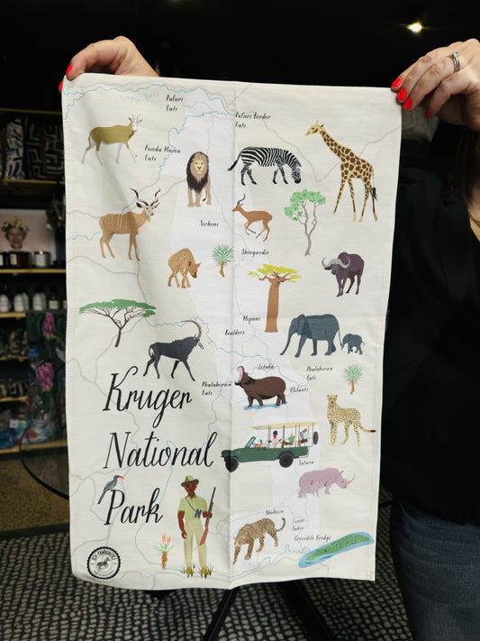 Map of Kruger Tea Towel