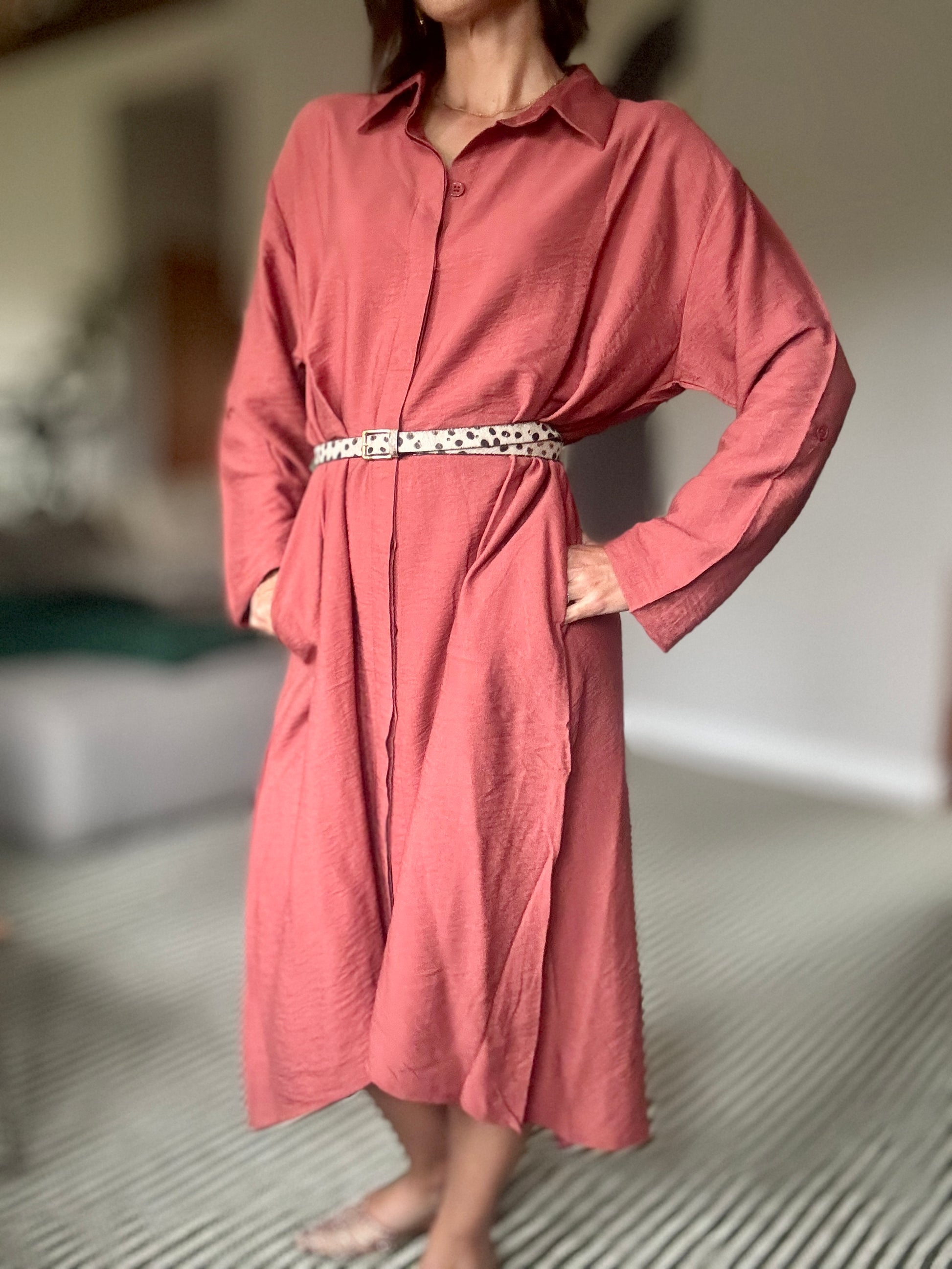 Maxi Shirt Dress in Burnt Sienna