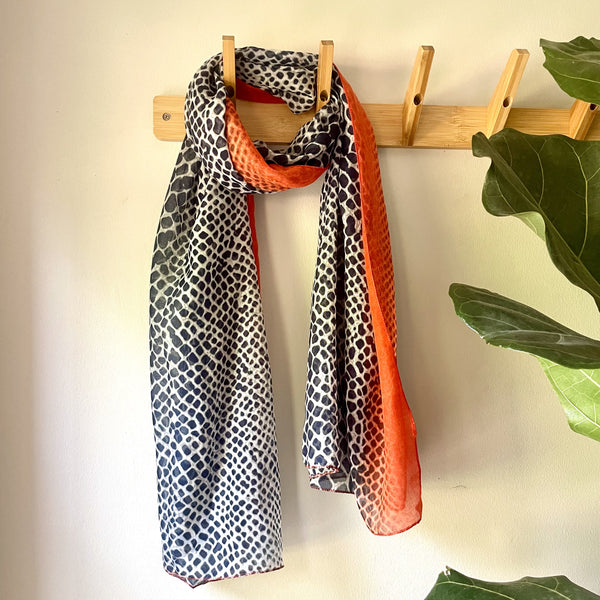 Navy and Coral Scarf