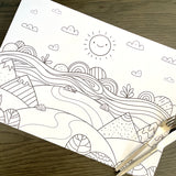 Kids Coloring Cartoon Meadow Paper Placemat