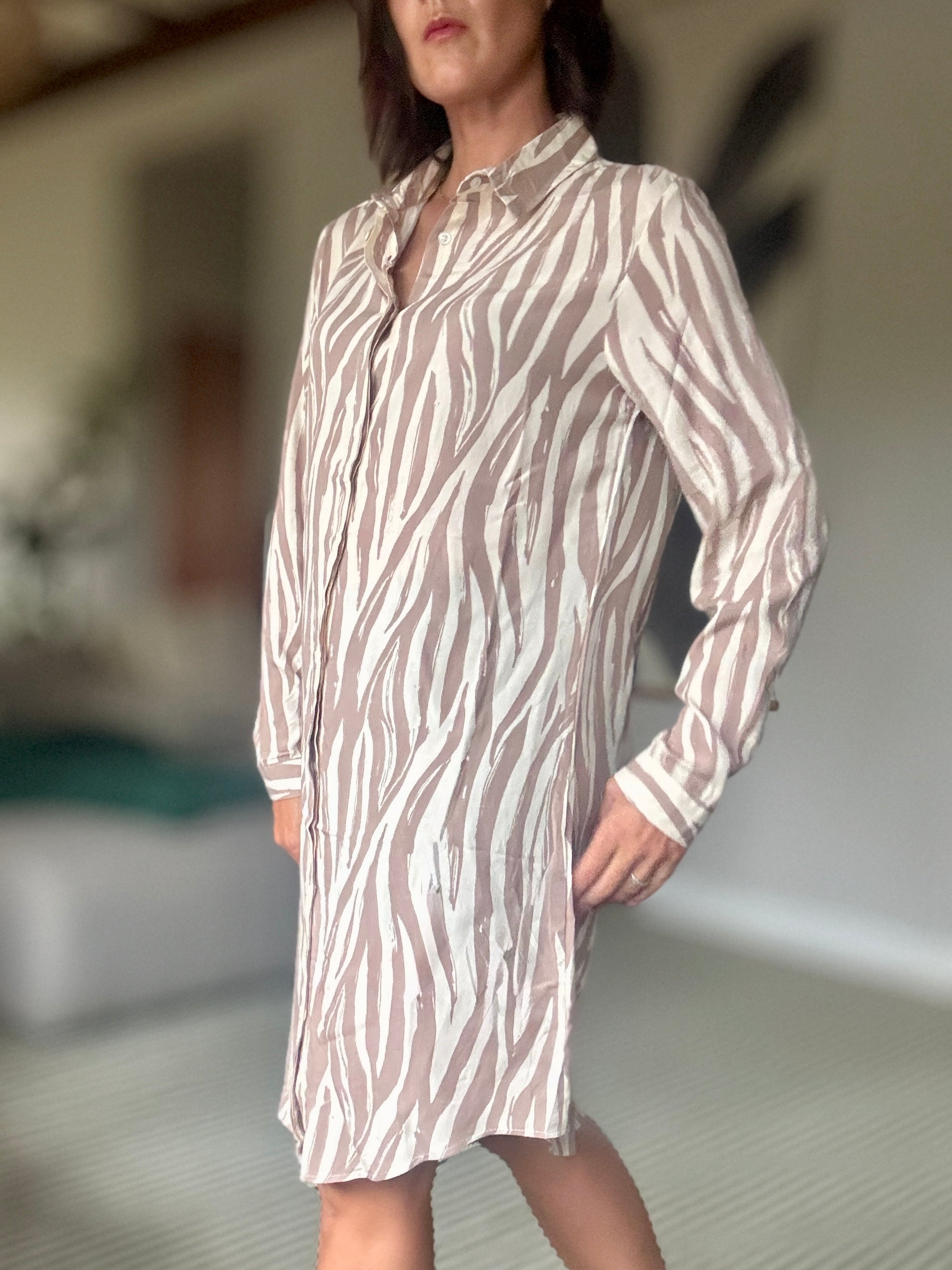Midi Shirt Dresses in Cappuccino and Beige