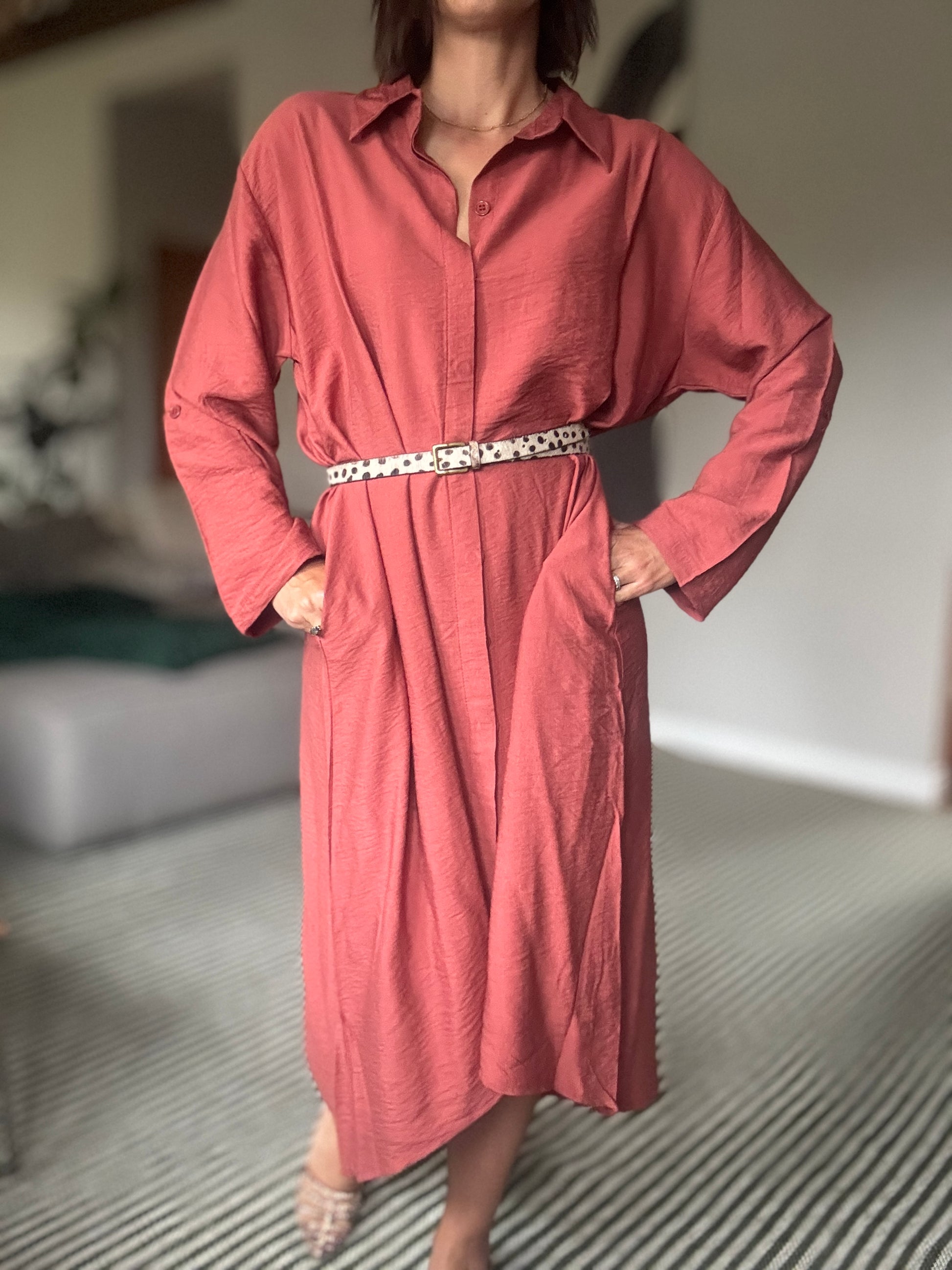 Maxi Shirt Dress in Burnt Sienna