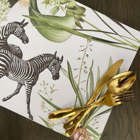 Blooms and Stripes Paper Placemats - iszi ONLINE